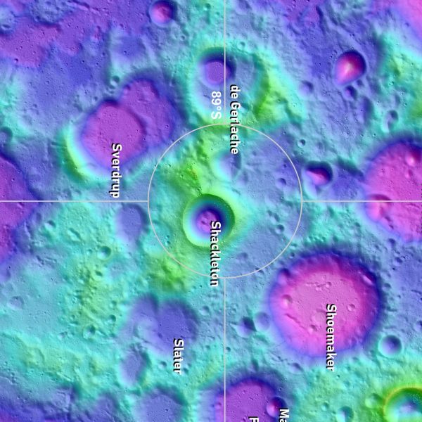 Lunar South Pole Region 1:750K scale relief map